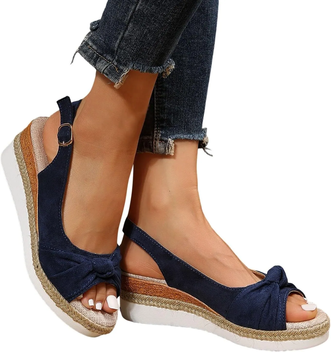 Tatuamie Orthopedic Sandals for Women Dressy Walking Slippers Arch Support Platform Wedge Boho Open Toe Ankle Strap Shoes