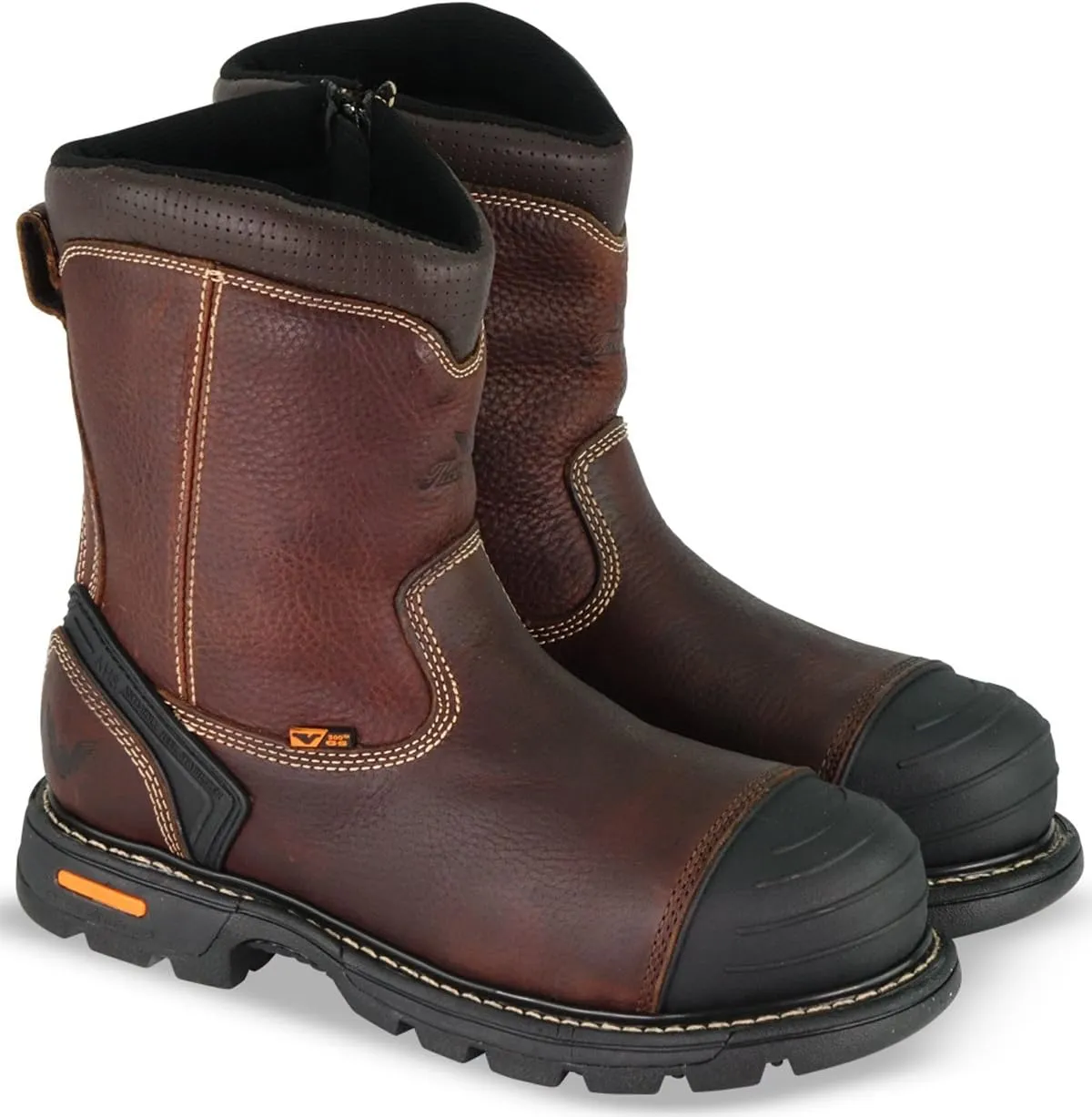 Thorogood GEN-Flex2 8 Side-Zip Wellington Pull On Work Boots for Men - Full-Grain Leather with Safety Toe, Storm Welt Construction, and Traction Outsole; EH Rated