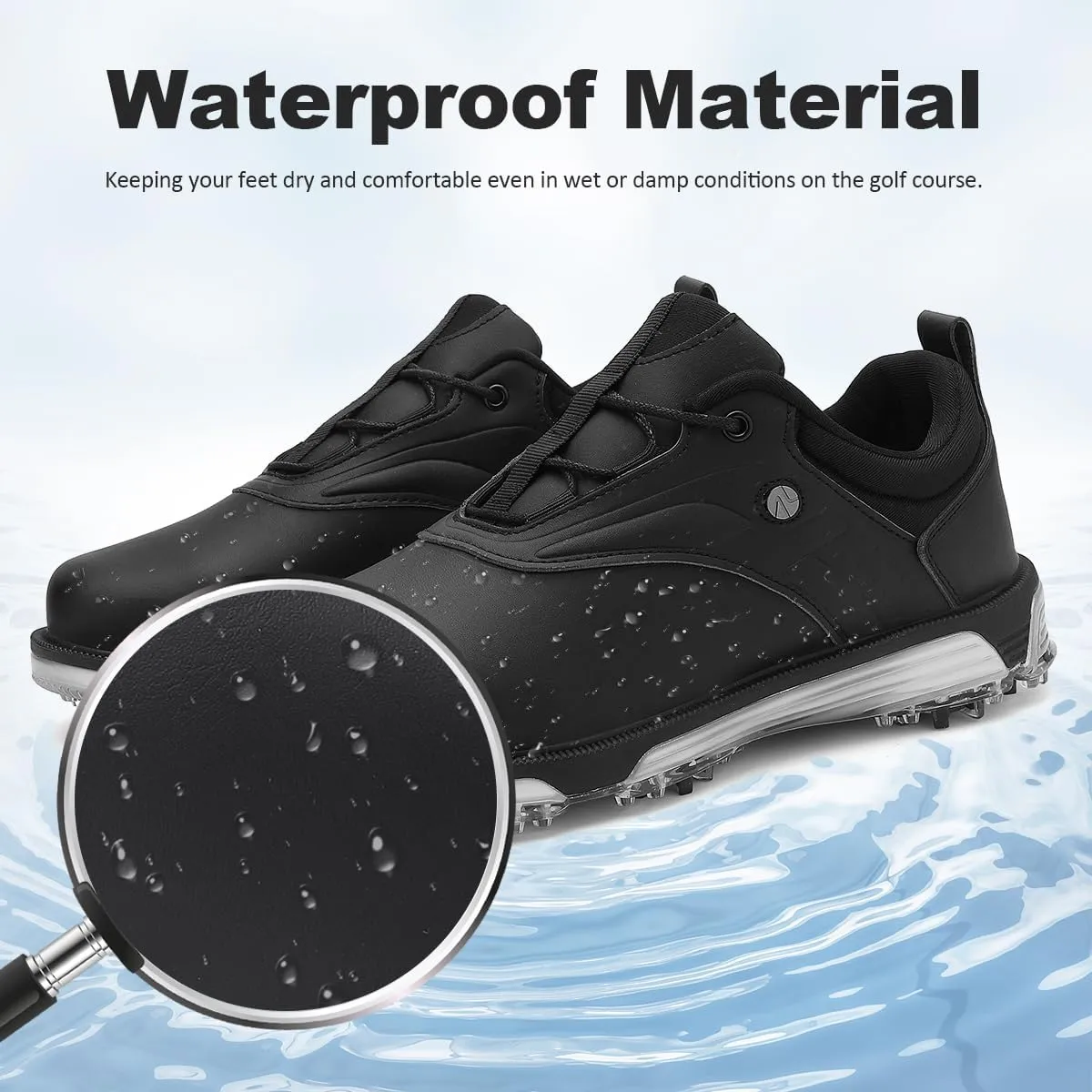 ULTIANT Mens Golf Shoes Waterproof Fixed Spikeless Sole Comfortable Outdoor Sport Shoes Size7.5-13