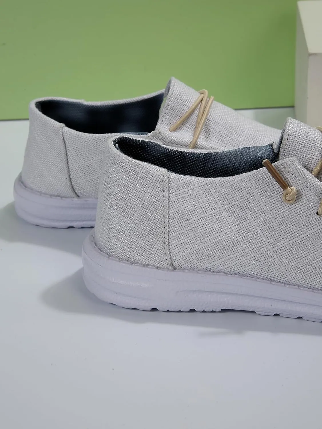 Unisex Aztec Pattern Canvas Loafers Elastic Strips Closure Slip-on Sneakers Comfort Easy-Walking Boat Couple Shoes Ultralight Breathable Sports Shoes for Women/Men Adults/Teenagers, Green/Blue/Yellow