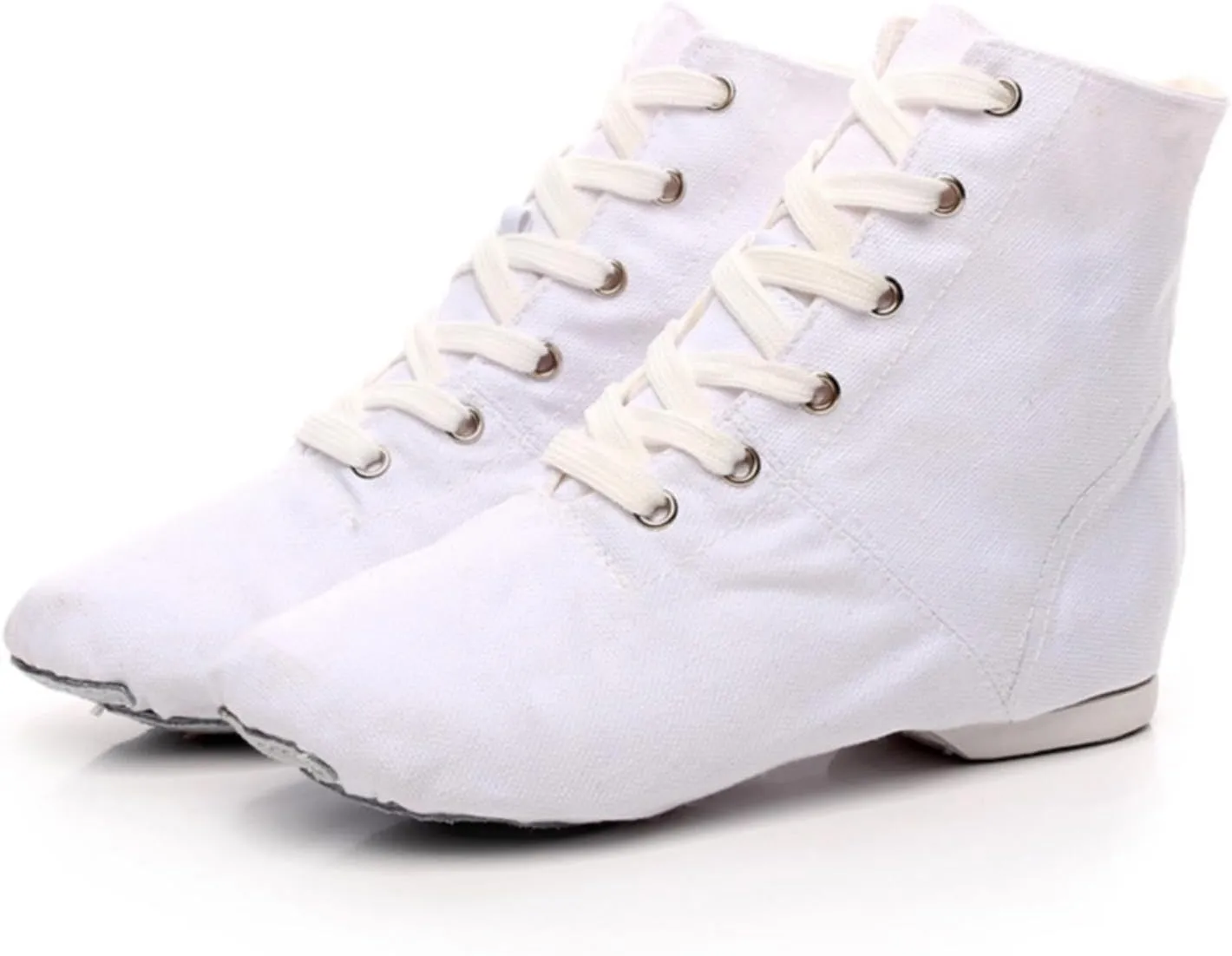 Unisex Kids Lace-up Jazz Dance Shoes Canvas Sneakers Soft Leather Split Sole Ballet Boots for Girls Boys Toddler