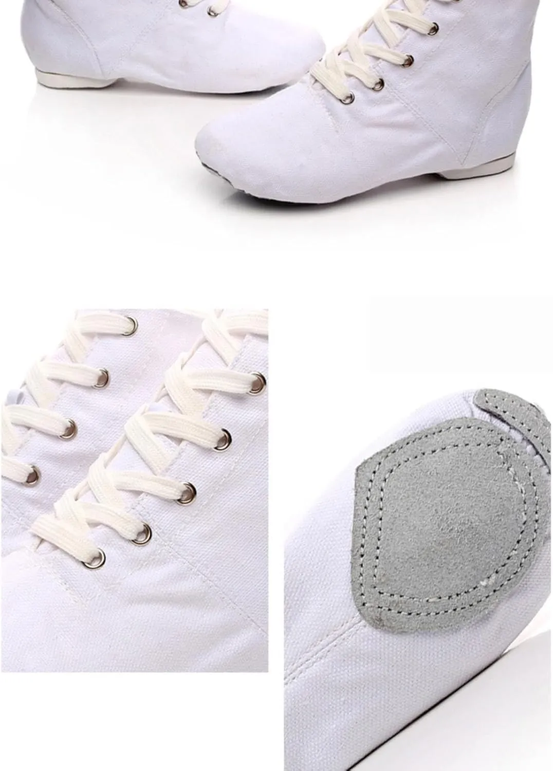 Unisex Kids Lace-up Jazz Dance Shoes Canvas Sneakers Soft Leather Split Sole Ballet Boots for Girls Boys Toddler