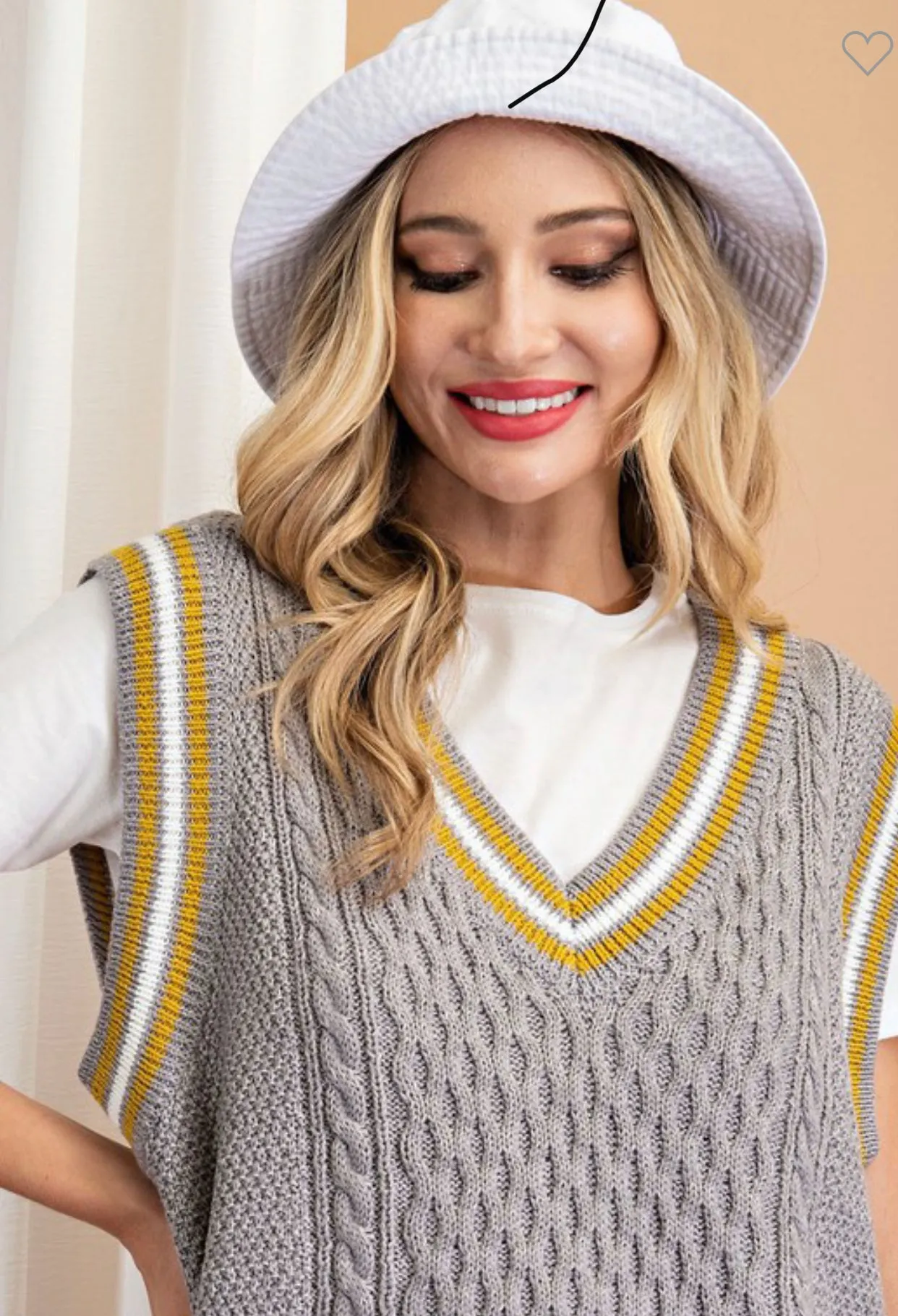 V-neck Cable Knit Sweater Vest