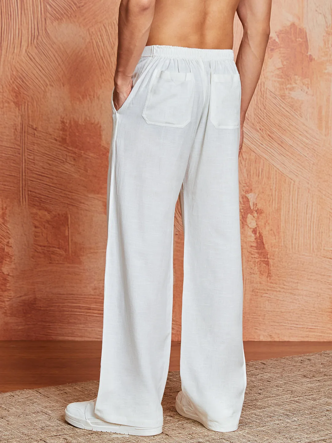 VASTRAMAY Men's White Korean Cotton Pant