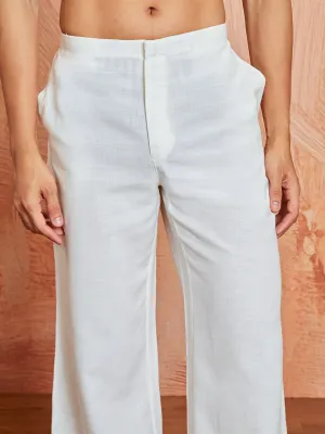 VASTRAMAY Men's White Korean Cotton Pant