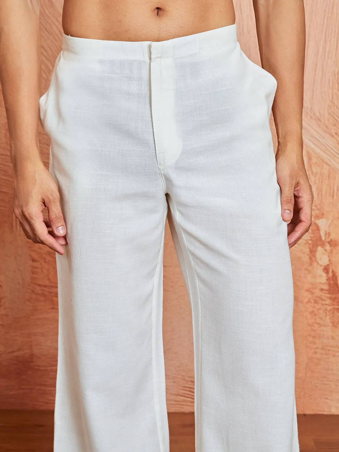 VASTRAMAY Men's White Korean Cotton Pant