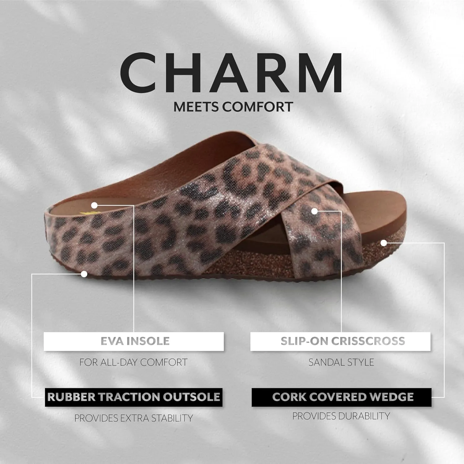VOLATILE Ablette Wedge Sandals for Women Featuring Slip-on Crisscross Design with EVA Insole and Rubber Outsole