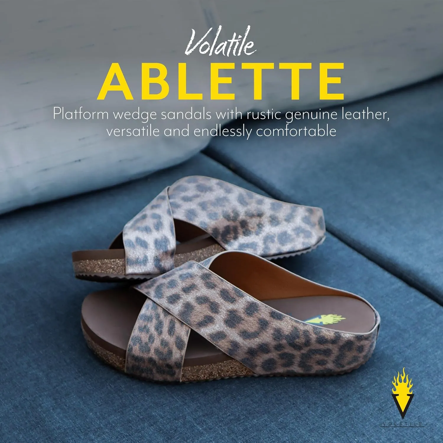 VOLATILE Ablette Wedge Sandals for Women Featuring Slip-on Crisscross Design with EVA Insole and Rubber Outsole