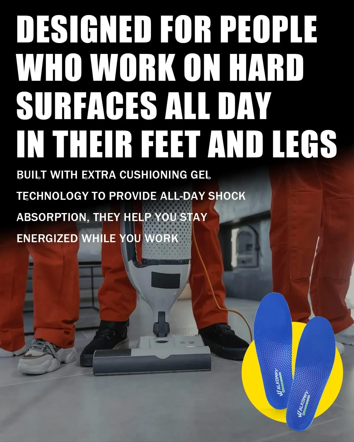 Walkomfy Standing All Day Plantar Fasciitis Insoles Arch Support Orthotic Inserts for Men Women, Flat Feet Pronation Heel Pain Relief Orthotics,Athletic Work Boots Gel Shoe Insoles Heavy Duty Support
