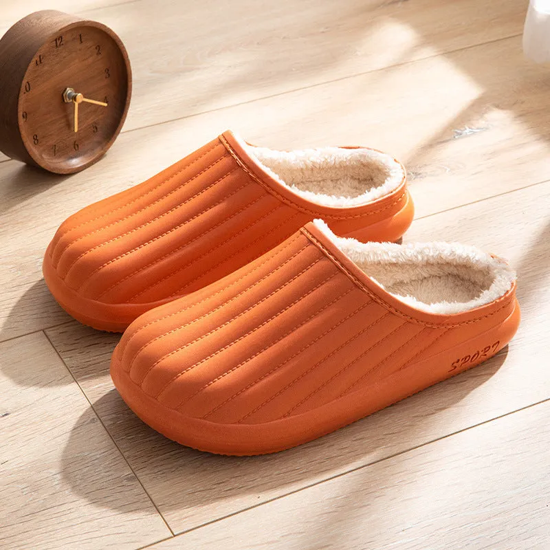 Waterproof Cotton Slippers with Warm Indoor Bag Heel