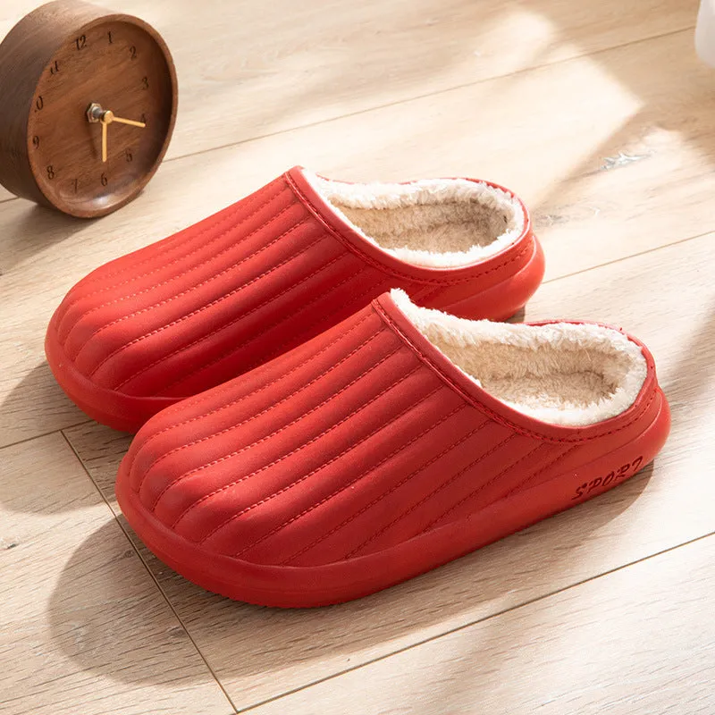 Waterproof Cotton Slippers with Warm Indoor Bag Heel