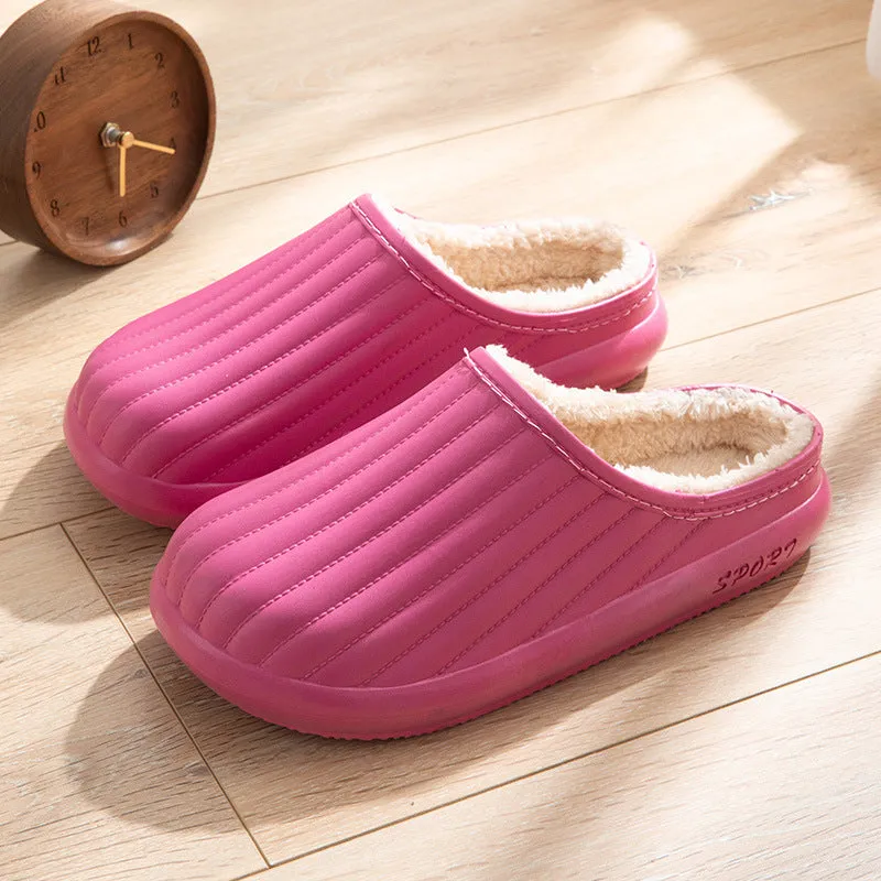 Waterproof Cotton Slippers with Warm Indoor Bag Heel