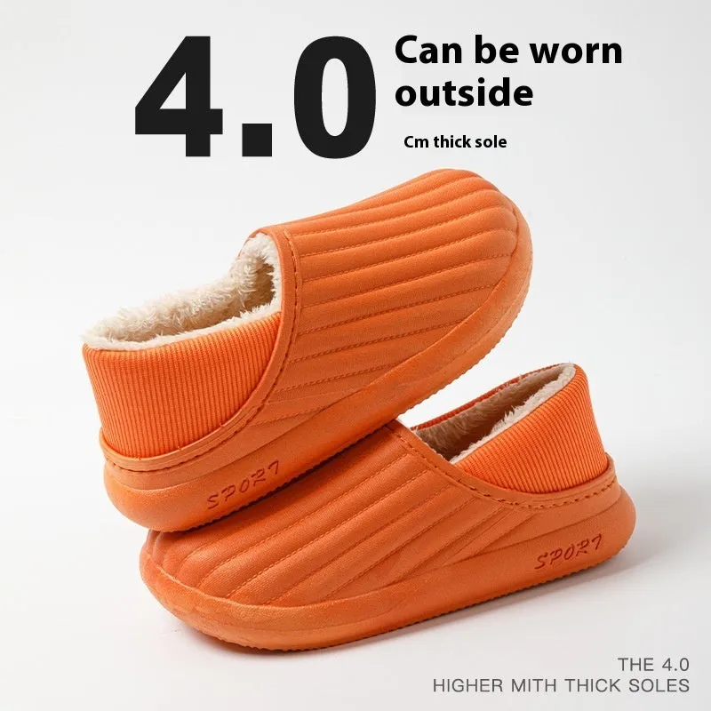 Waterproof Cotton Slippers with Warm Indoor Bag Heel