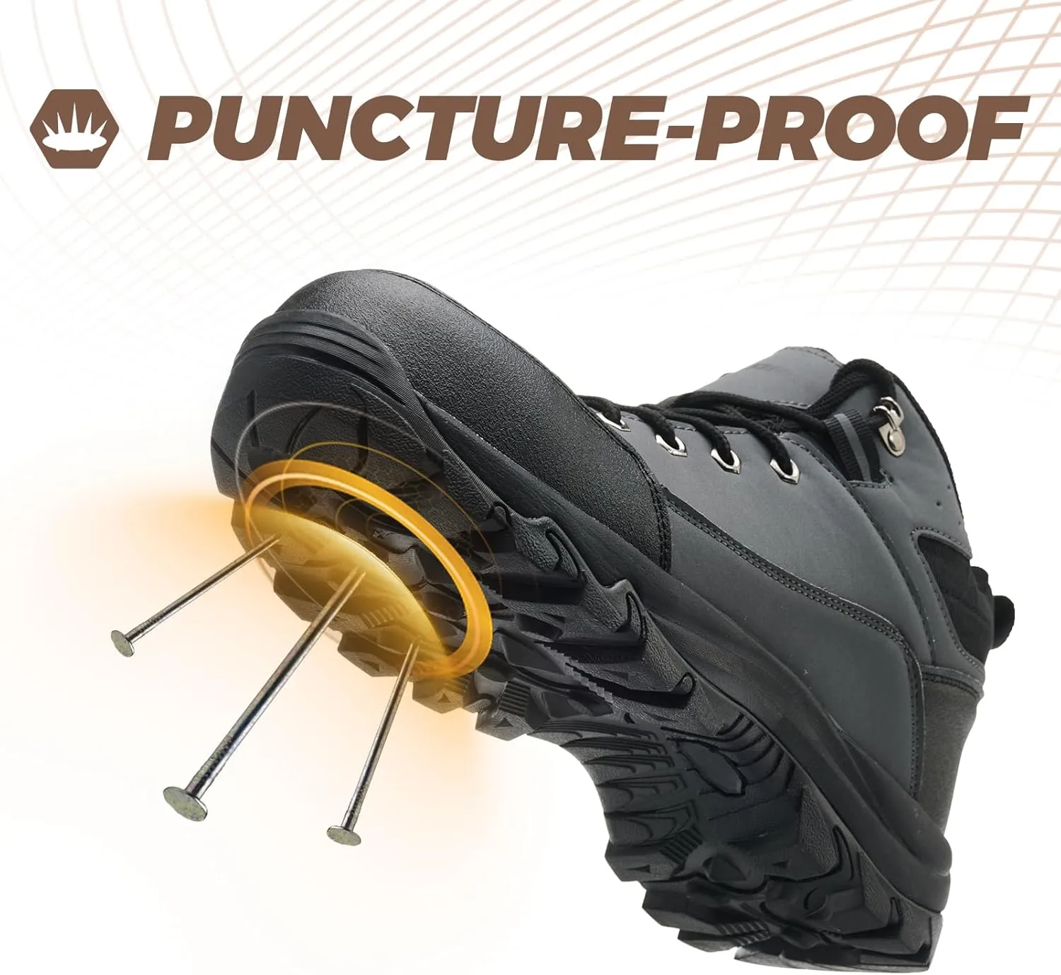 Waterproof Steel Toe Boots for Men Wide Width Non Slip Work Shoes Slip Resistant Safety Toe Sneakers Indestructible Construction Composite Toe Shoe Puncture Proof Footwear
