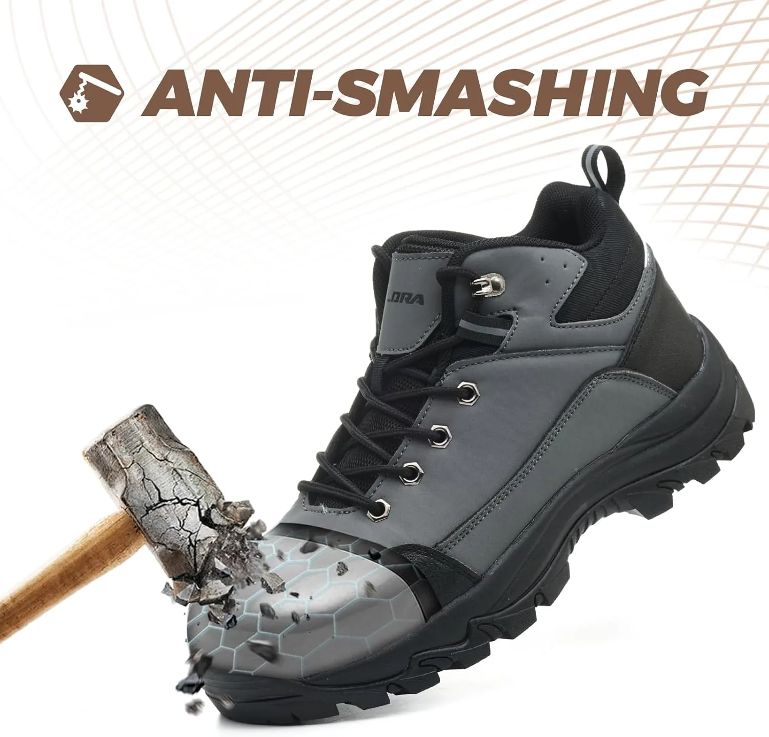 Waterproof Steel Toe Boots for Men Wide Width Non Slip Work Shoes Slip Resistant Safety Toe Sneakers Indestructible Construction Composite Toe Shoe Puncture Proof Footwear