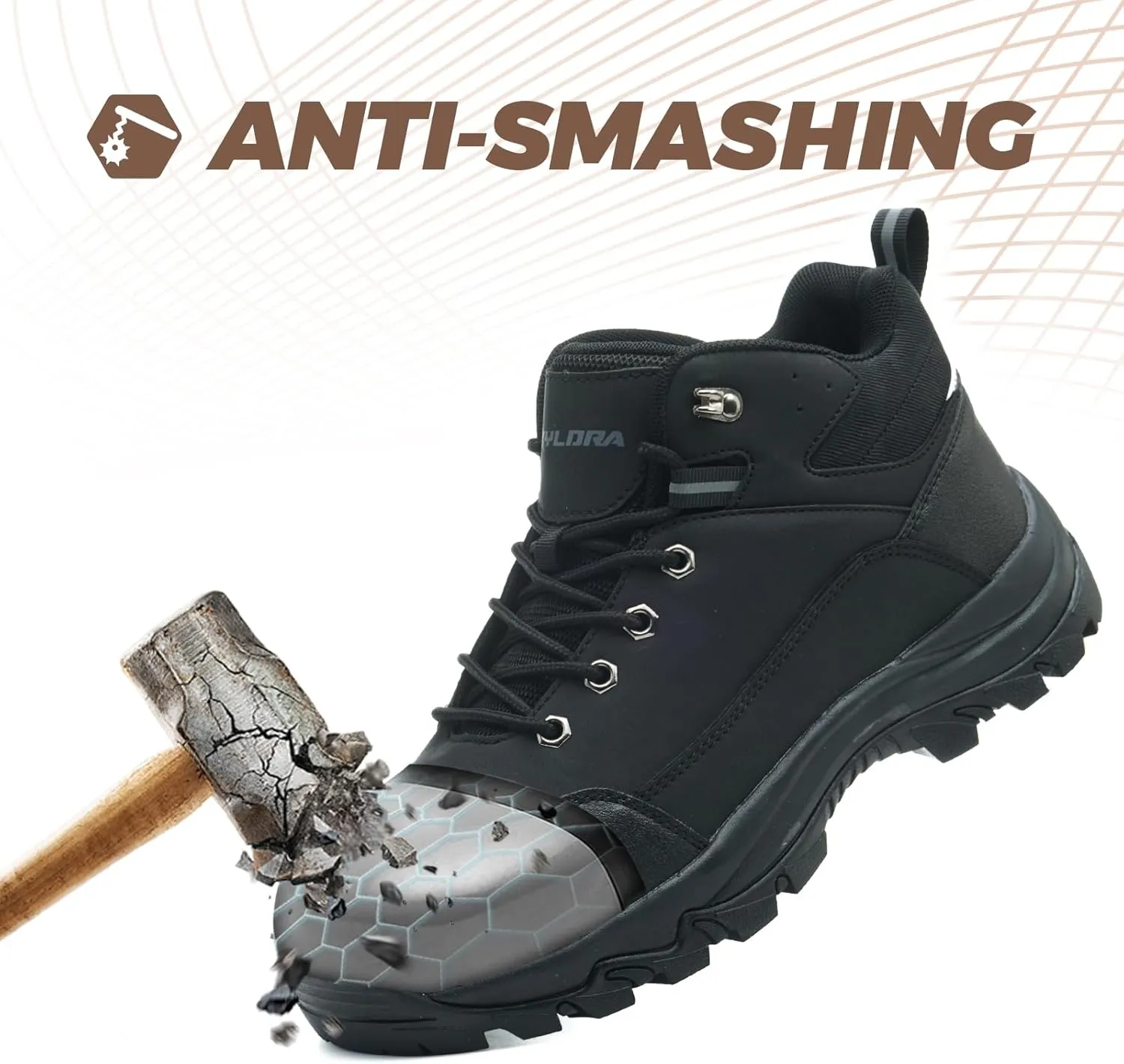 Waterproof Steel Toe Boots for Men Wide Width Non Slip Work Shoes Slip Resistant Safety Toe Sneakers Indestructible Construction Composite Toe Shoe Puncture Proof Footwear