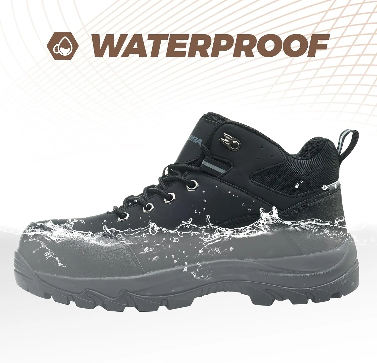 Waterproof Steel Toe Boots for Men Wide Width Non Slip Work Shoes Slip Resistant Safety Toe Sneakers Indestructible Construction Composite Toe Shoe Puncture Proof Footwear