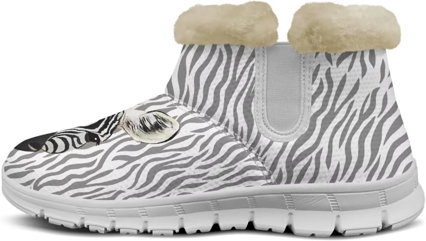 Winter Boots for Women White Sole Snow Boots Anti-Slip Outsole Ankle Boots Warm Fur Lining Mid Boot Walking Booties