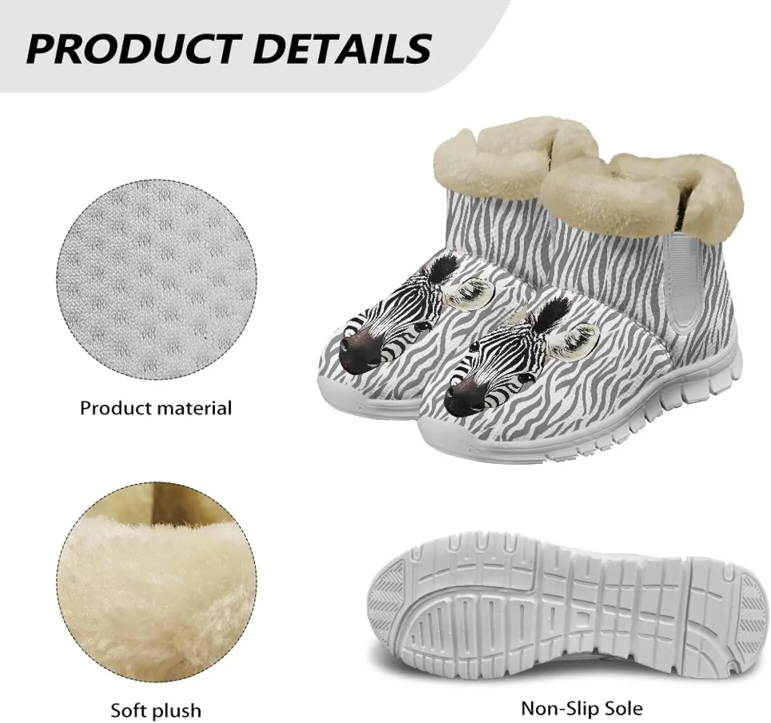 Winter Boots for Women White Sole Snow Boots Anti-Slip Outsole Ankle Boots Warm Fur Lining Mid Boot Walking Booties