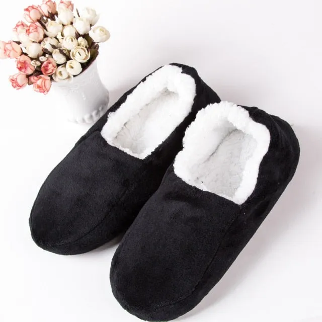 Winter Men's slippers plush Warm Brand House Light massage  Black Floor Shoes
