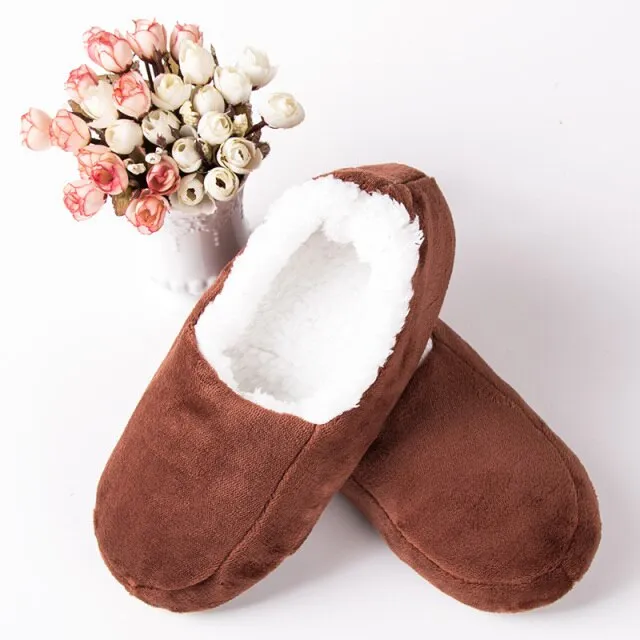 Winter Men's slippers plush Warm Brand House Light massage  Black Floor Shoes