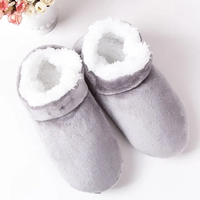 Winter Men's slippers plush Warm Brand House Light massage  Black Floor Shoes