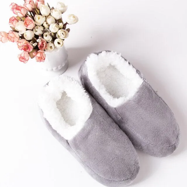 Winter Men's slippers plush Warm Brand House Light massage  Black Floor Shoes