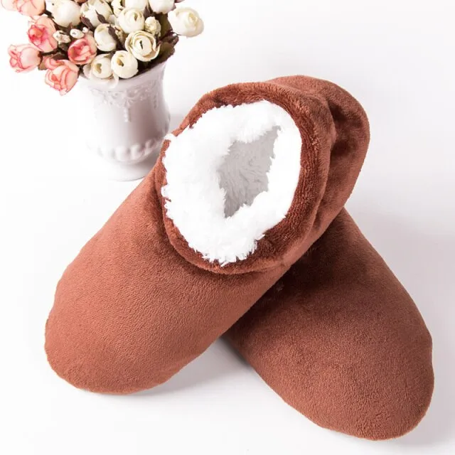 Winter Men's slippers plush Warm Brand House Light massage  Black Floor Shoes