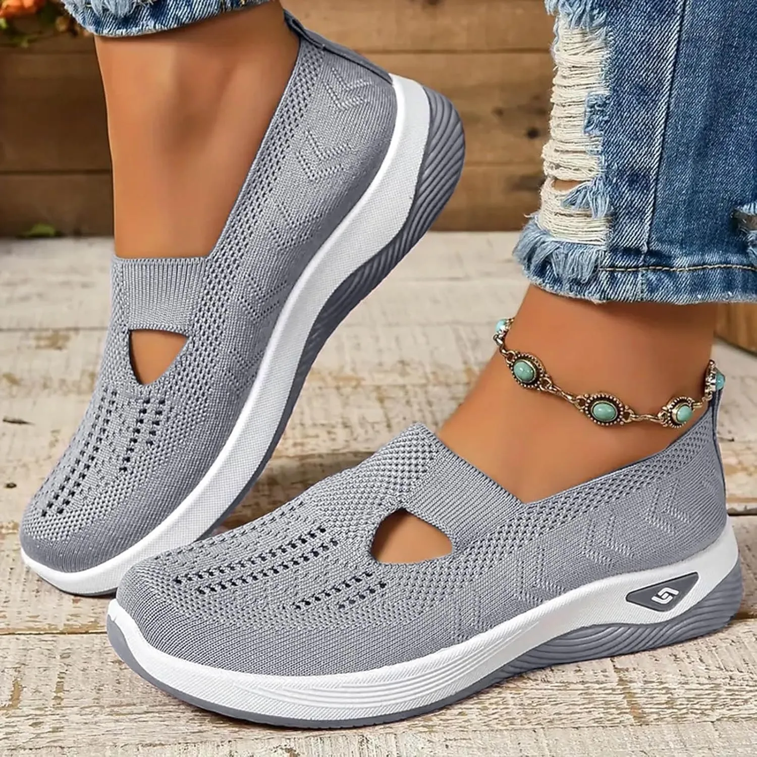 Women Comfy Orthopedic Walking Shoes, 2025 New Orthopedic Shoes Wide Width Women's Breathable Slip On Arch Support Non-Slip Sneakers Lightweight Walking Sneakers for Plantar Fasciitis