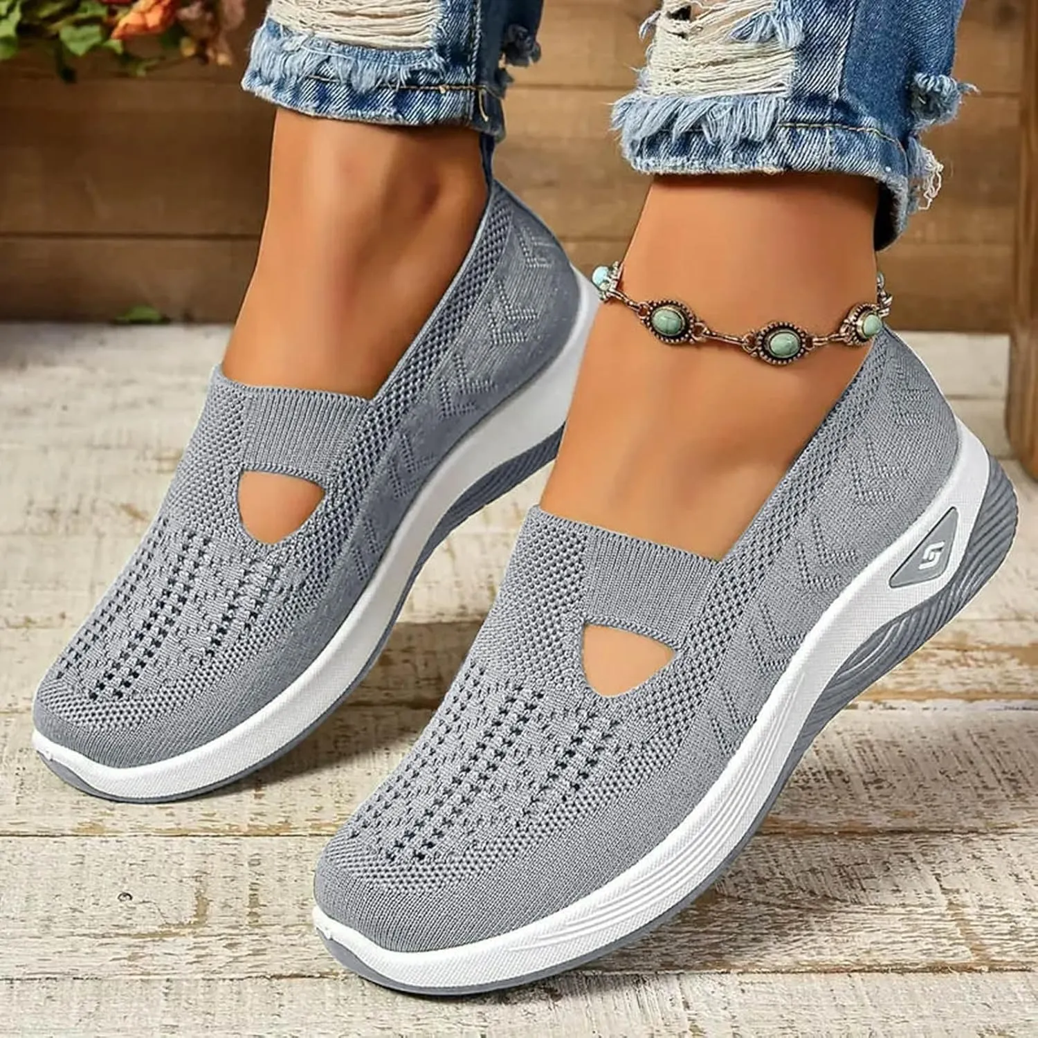 Women Comfy Orthopedic Walking Shoes, 2025 New Orthopedic Shoes Wide Width Women's Breathable Slip On Arch Support Non-Slip Sneakers Lightweight Walking Sneakers for Plantar Fasciitis