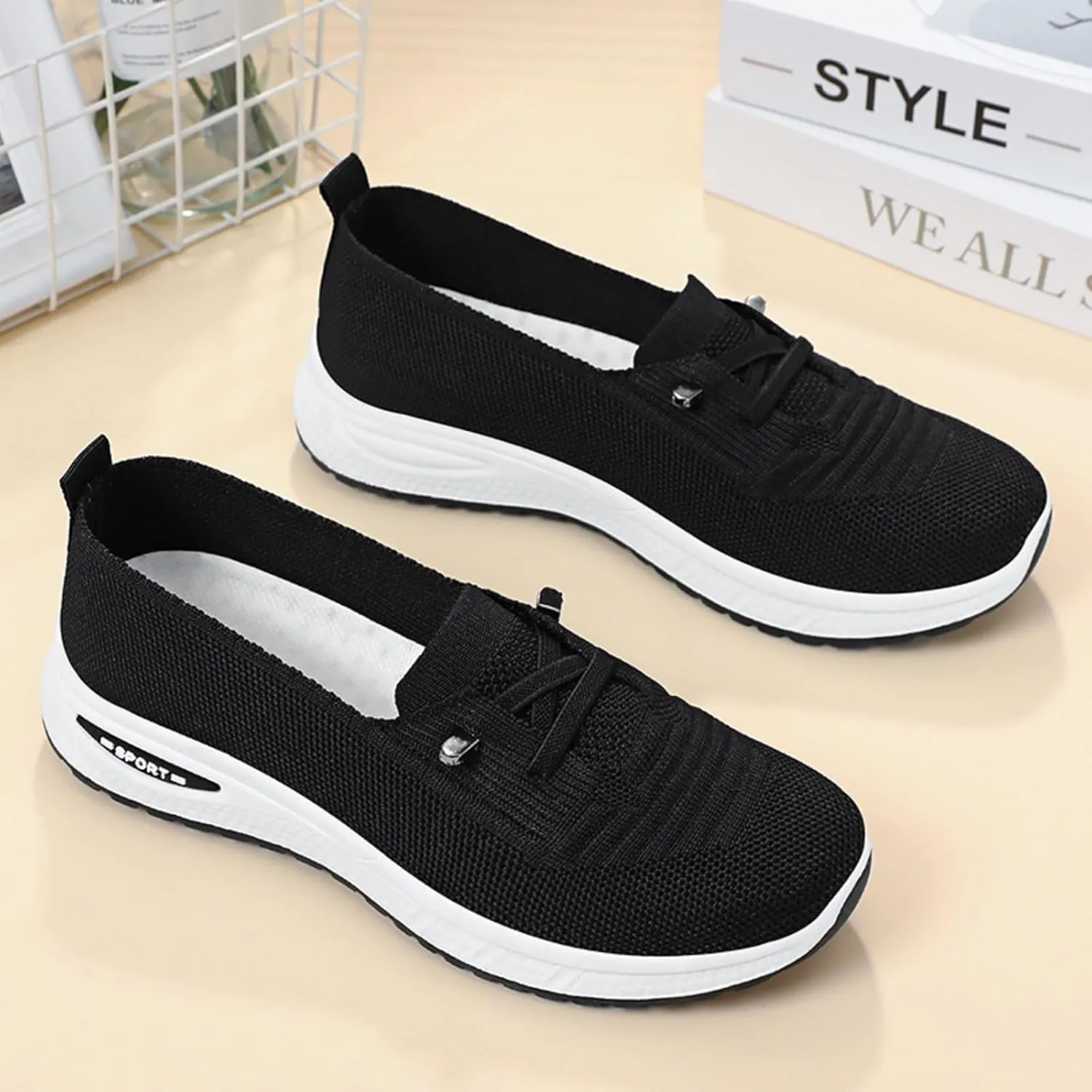 Women Comfy Orthopedic Walking Shoes, 2025 New Orthopedic Women's Breathable Slip On Arch Support Non-Slip Sneakers Lightweight Walking Sneakers for Plantar Fasciitis