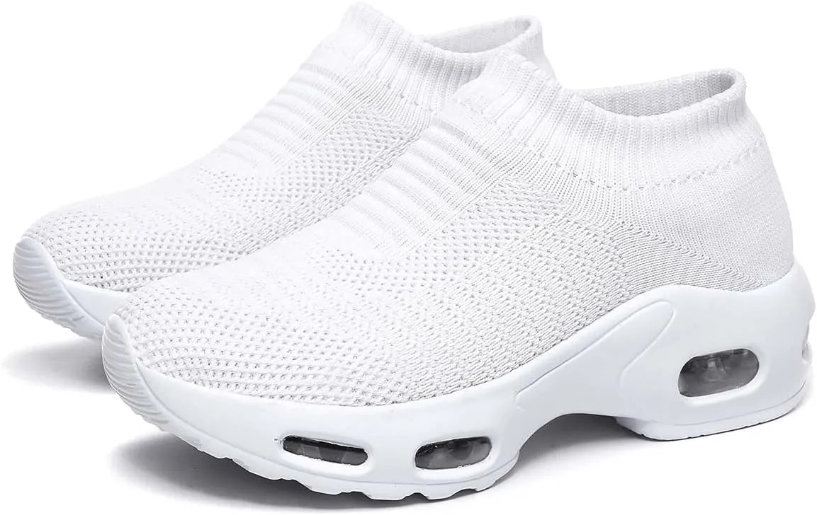 Women Knitted Upper Air Cushion Sole Lightweight Slip-On Sock Sneakers Casual Walking Shoes Doctor and Nurse Work Shoes