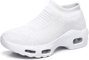 Women Knitted Upper Air Cushion Sole Lightweight Slip-On Sock Sneakers Casual Walking Shoes Doctor and Nurse Work Shoes
