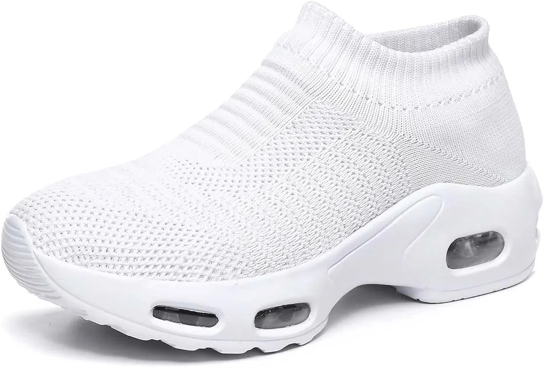Women Knitted Upper Air Cushion Sole Lightweight Slip-On Sock Sneakers Casual Walking Shoes Doctor and Nurse Work Shoes