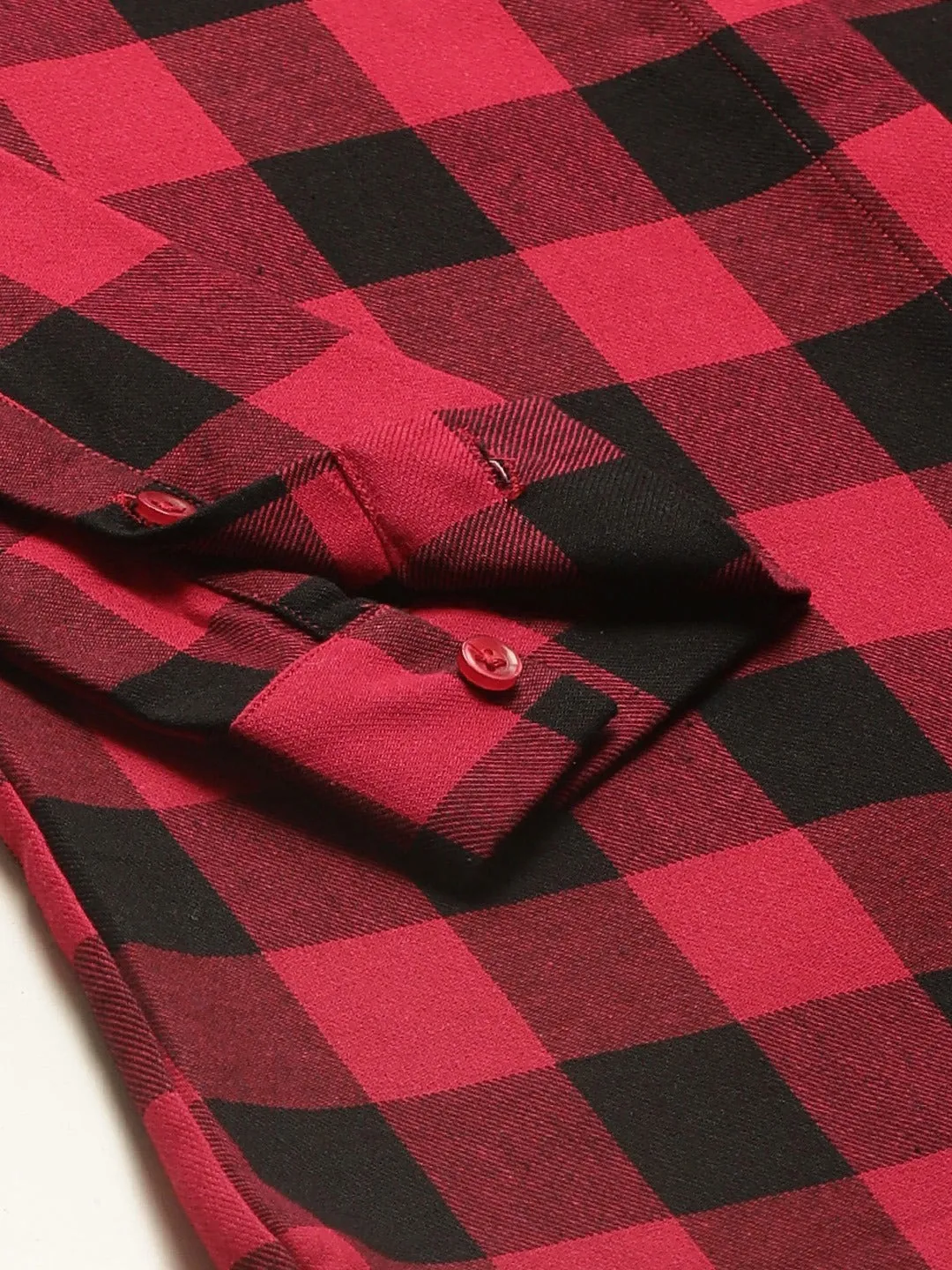 Women Red & BLack Checks Pure Cotton Slim Fit Formal Shirt