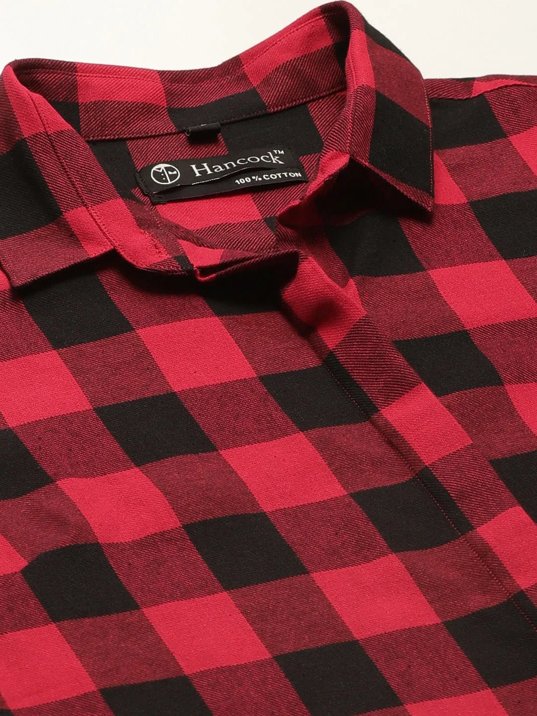 Women Red & BLack Checks Pure Cotton Slim Fit Formal Shirt