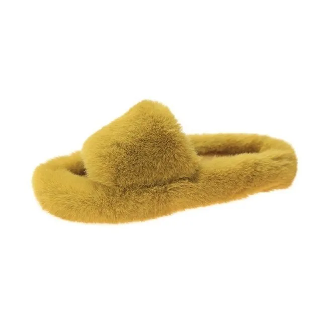 Women shoes Woman Slippers New Winter Fashion Shoes For Women Platform Slippers Faux Fur Warm Shoes Female Slides Variety colors