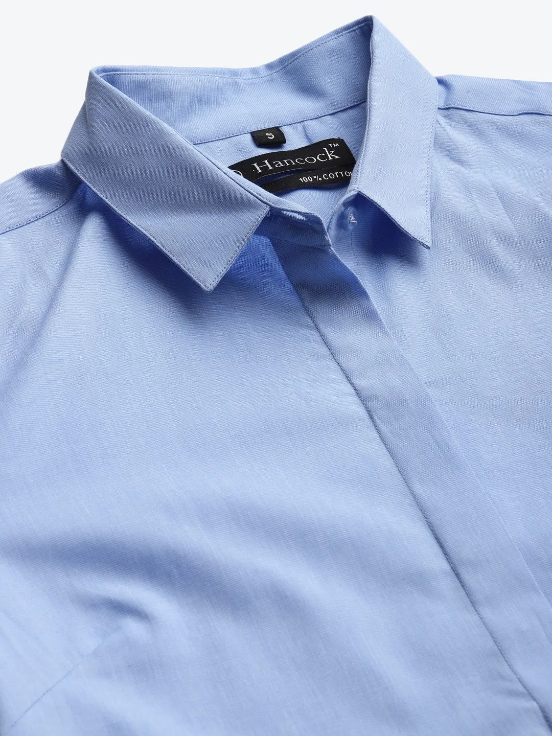 Women Sky Blue Solids Pure Cotton Slim Fit Formal Shirt