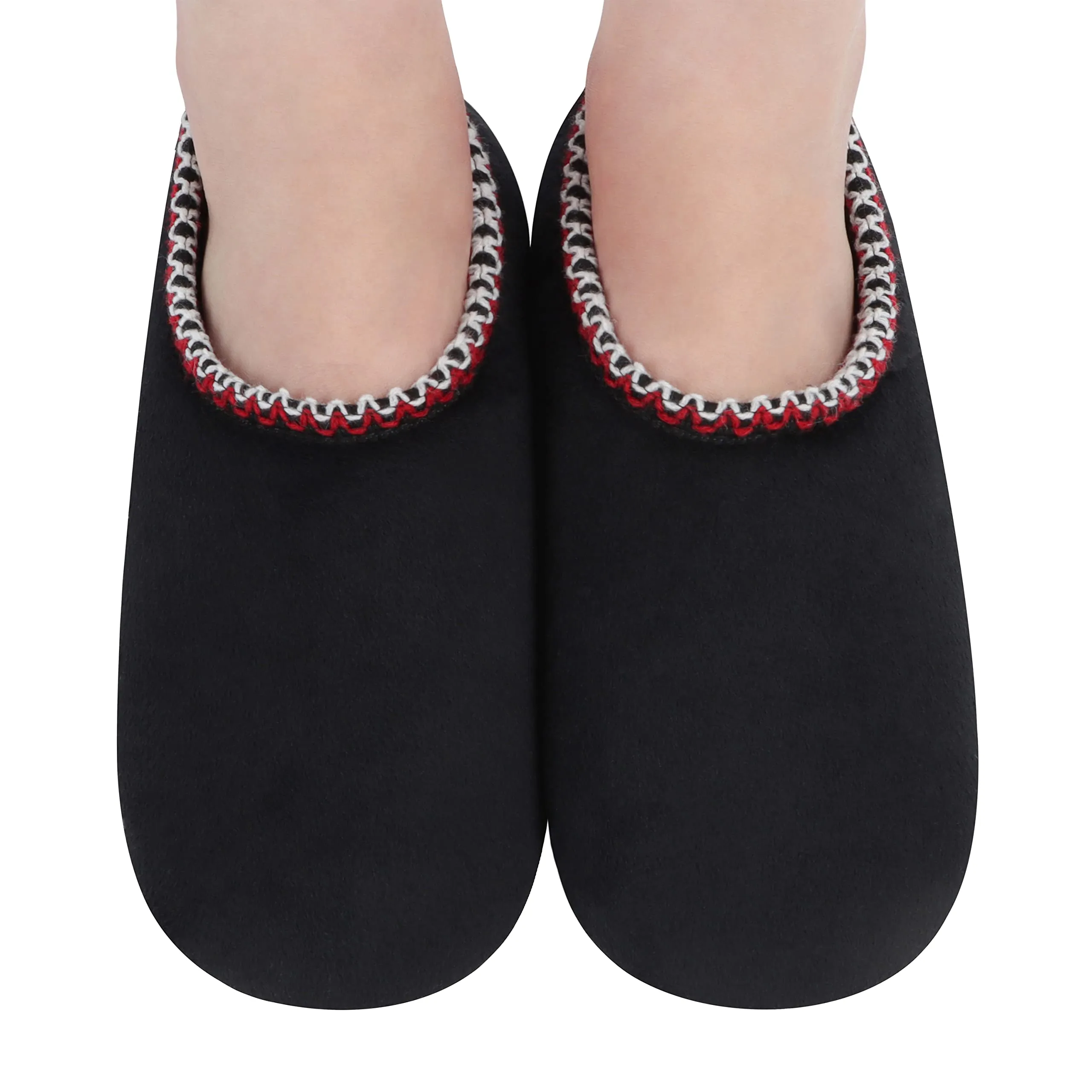 Women Solid Black Slippers, Fuzzy Nonslip, Lightweight  Slippers