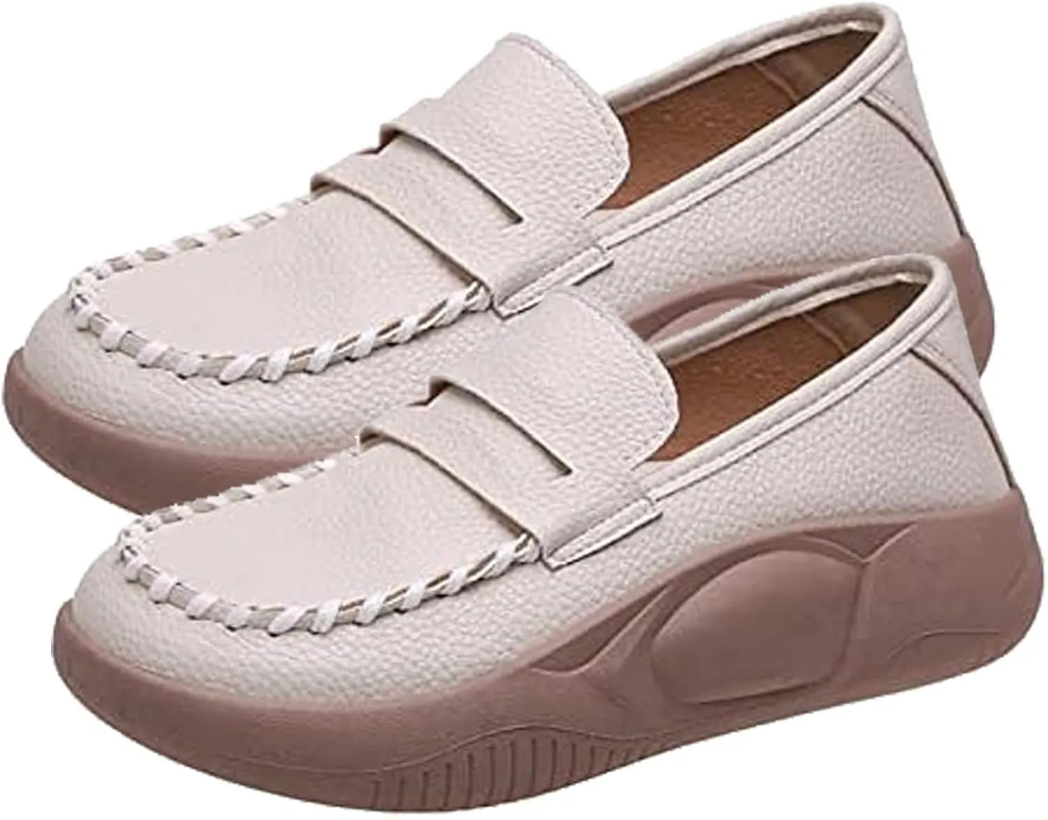 Women's Air-Cushion Orthopedic Shoes Comfort Round Toe Lightweight Soft Sole Walking Flats Casual Slip On Increase Height Platform Nurse Shoe with Arch Support