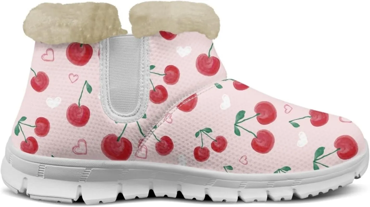 Womens Ankle Boots Insulated Fur Liner Snow Boot Lightweight Walking Winter Shoes Low Boots High-top Fleece Booties