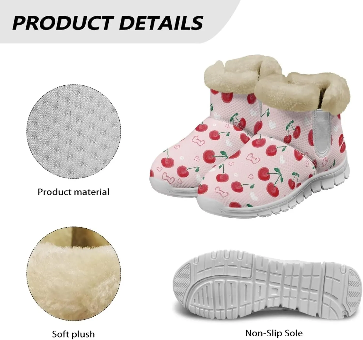 Womens Ankle Boots Insulated Fur Liner Snow Boot Lightweight Walking Winter Shoes Low Boots High-top Fleece Booties