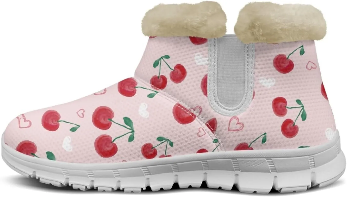 Womens Ankle Boots Insulated Fur Liner Snow Boot Lightweight Walking Winter Shoes Low Boots High-top Fleece Booties
