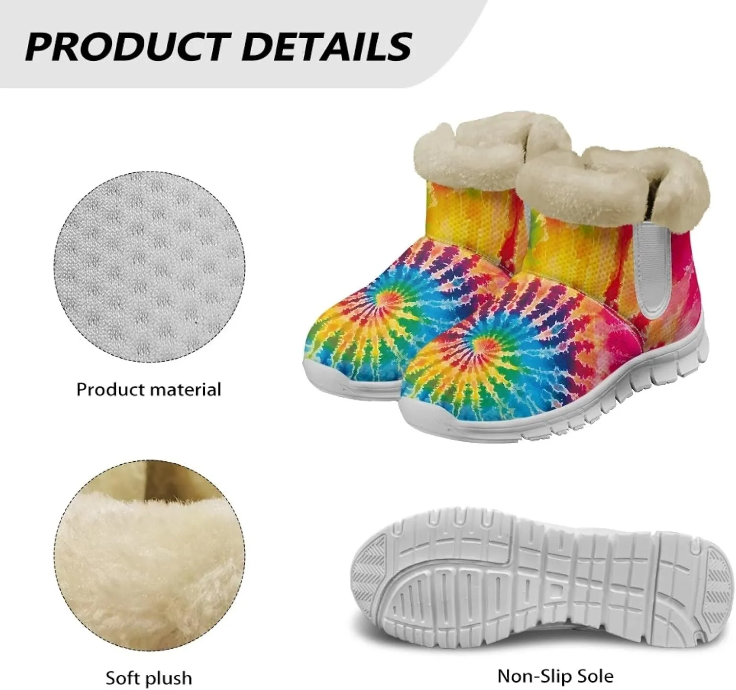 Womens Ankle Boots Insulated Fur Liner Snow Boot Lightweight Walking Winter Shoes Low Boots High-top Fleece Booties