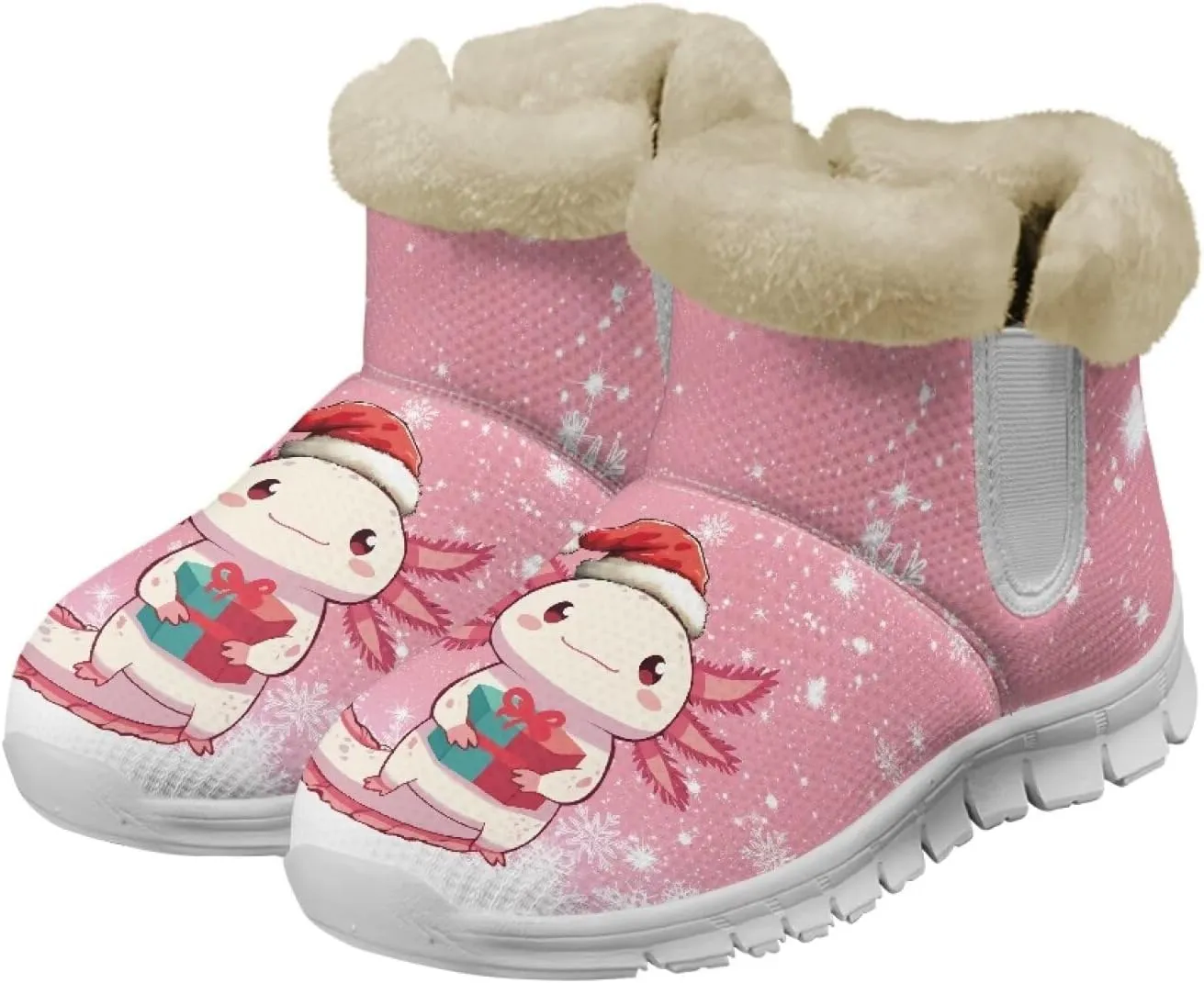Womens Ankle Boots Insulated Fur Liner Snow Boot Lightweight Walking Winter Shoes Low Boots High-top Fleece Booties