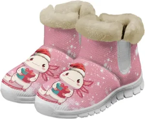 Womens Ankle Boots Insulated Fur Liner Snow Boot Lightweight Walking Winter Shoes Low Boots High-top Fleece Booties
