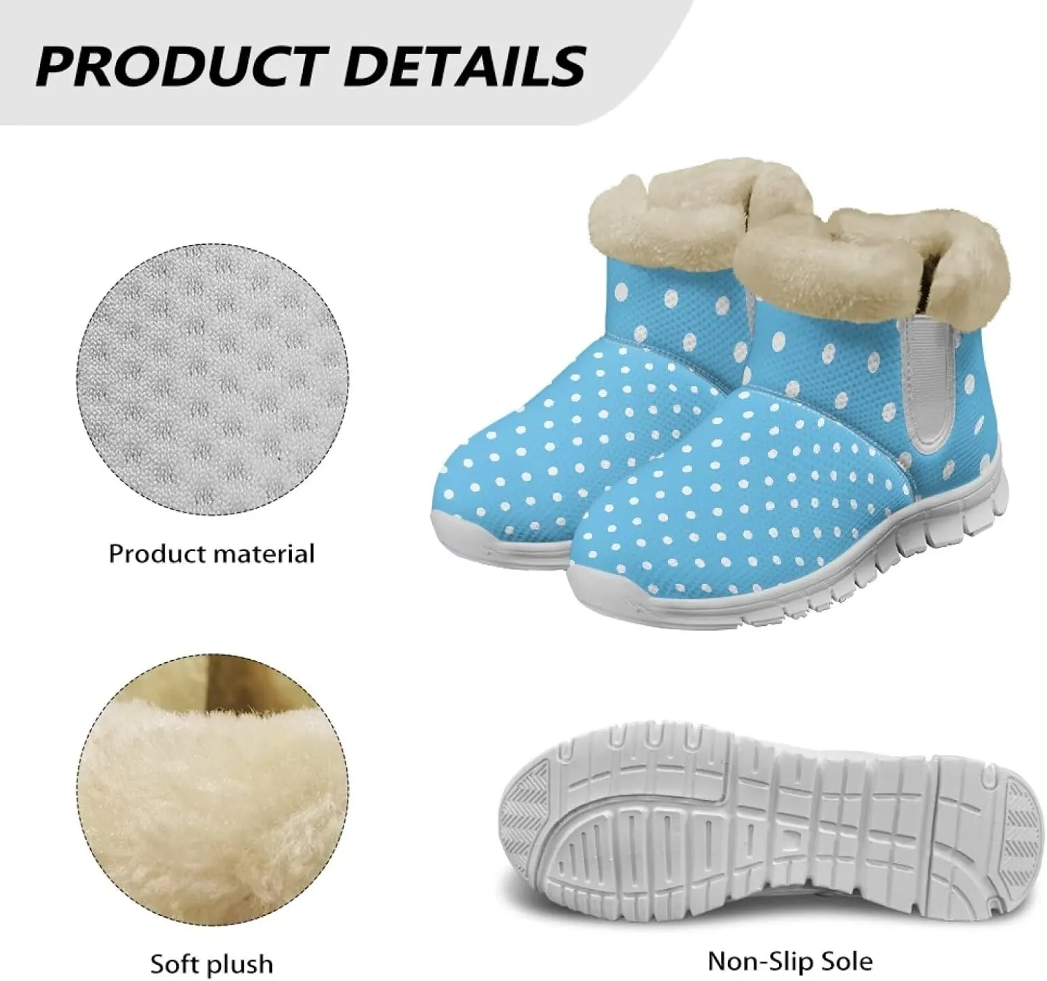 Womens Ankle Boots Insulated Fur Liner Snow Boot Lightweight Walking Winter Shoes Low Boots High-top Fleece Booties