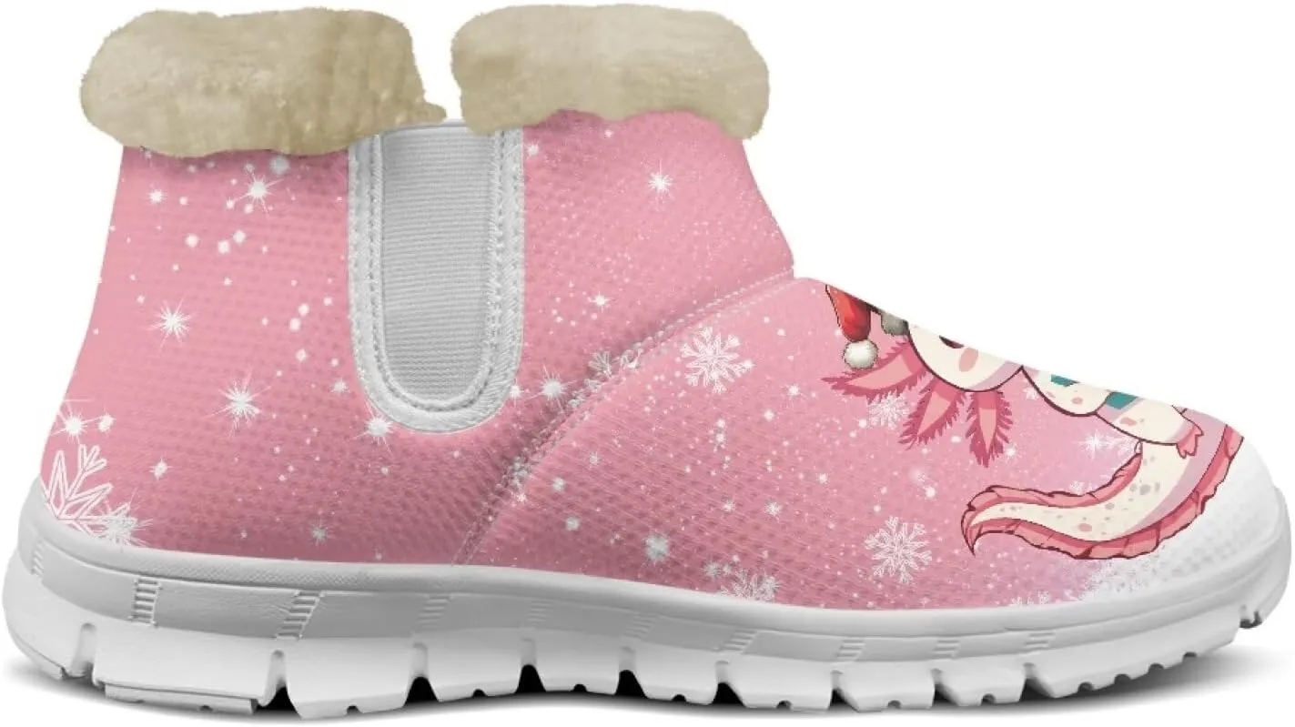 Womens Ankle Boots Insulated Fur Liner Snow Boot Lightweight Walking Winter Shoes Low Boots High-top Fleece Booties