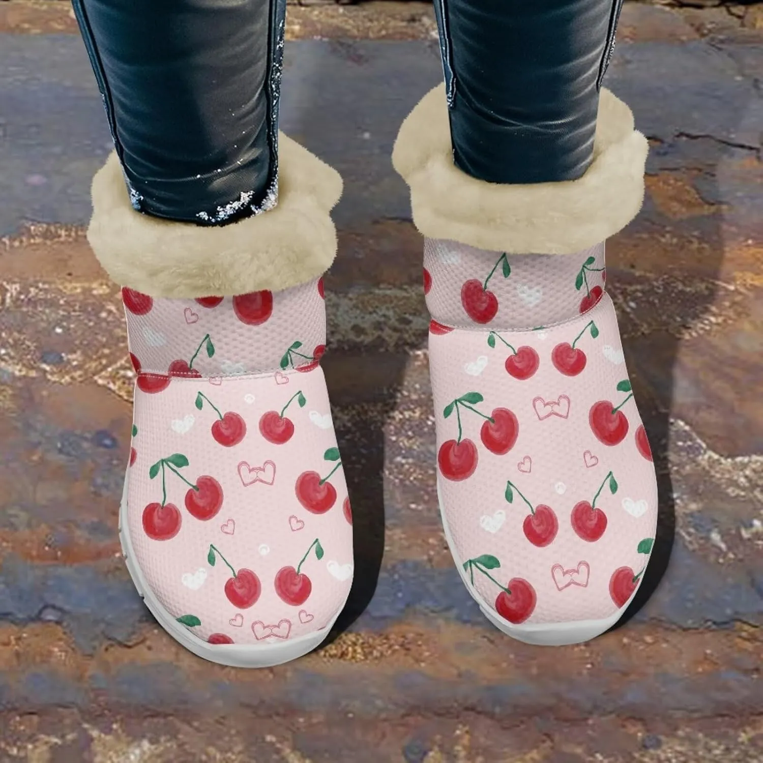 Womens Ankle Boots Insulated Fur Liner Snow Boot Lightweight Walking Winter Shoes Low Boots High-top Fleece Booties