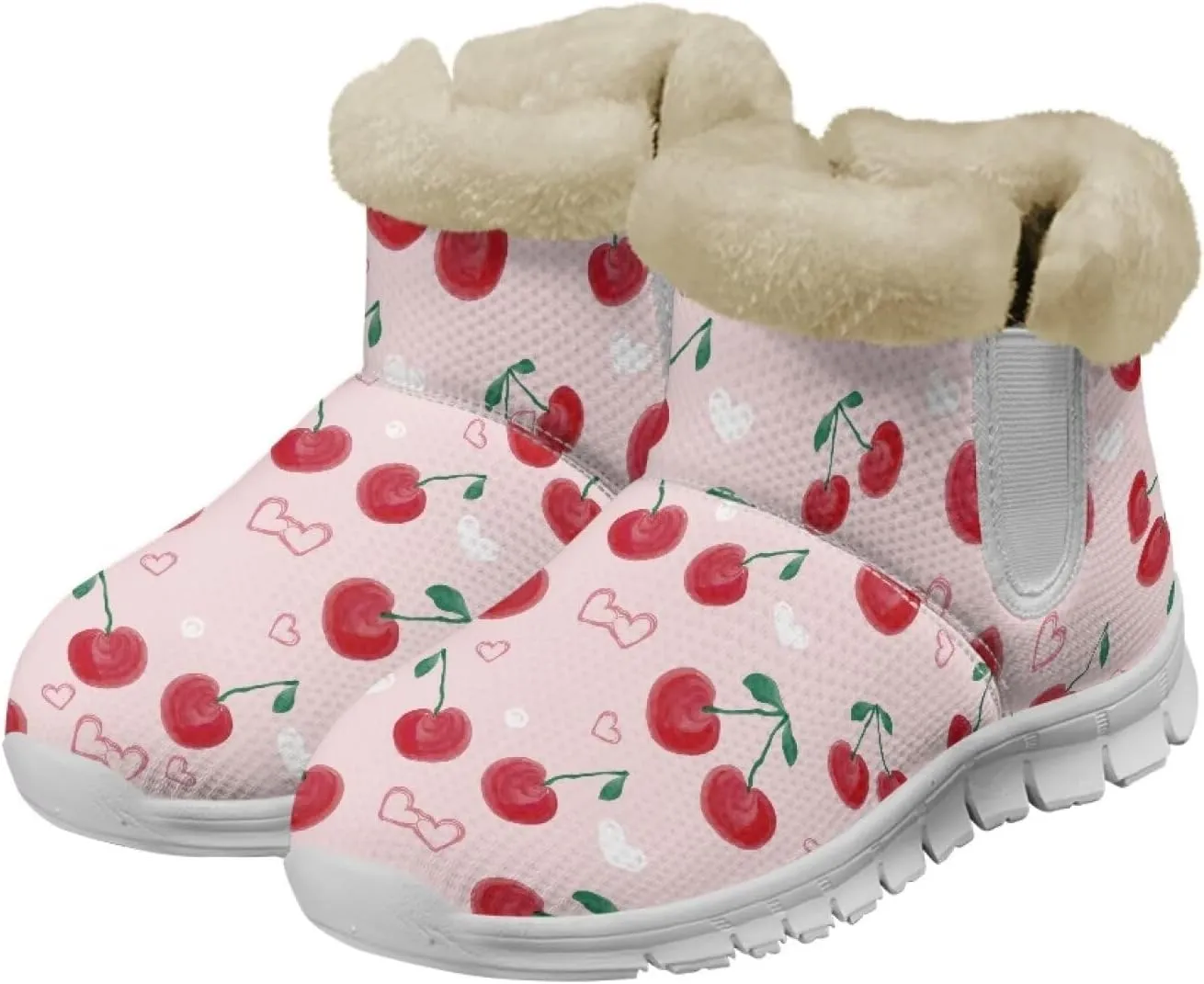 Womens Ankle Boots Insulated Fur Liner Snow Boot Lightweight Walking Winter Shoes Low Boots High-top Fleece Booties